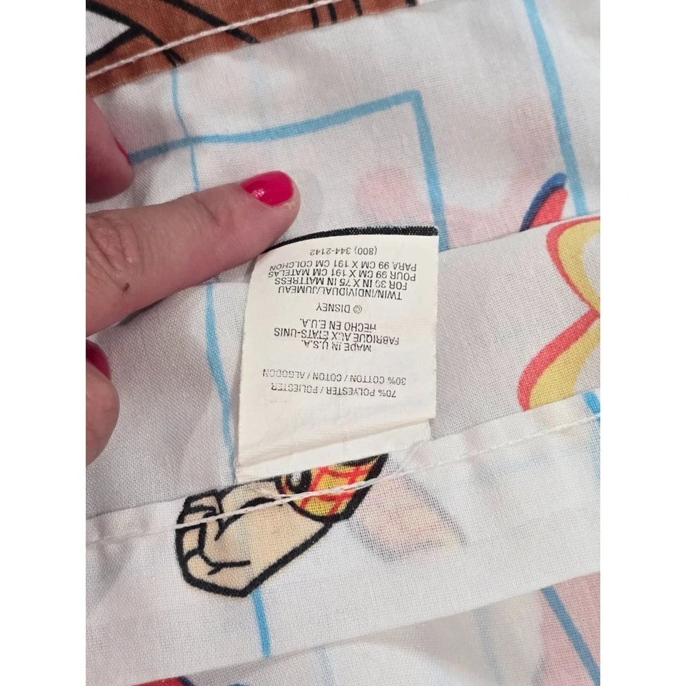 Set of 2 Top Flat Twin Sheets Toy Story‎ Wood Buzz Aliens Fabric Pixar GUC